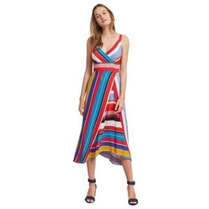 Tracy Reese Anthropologie Womens Multicolored Seaside Striped Midi Dress Size 6